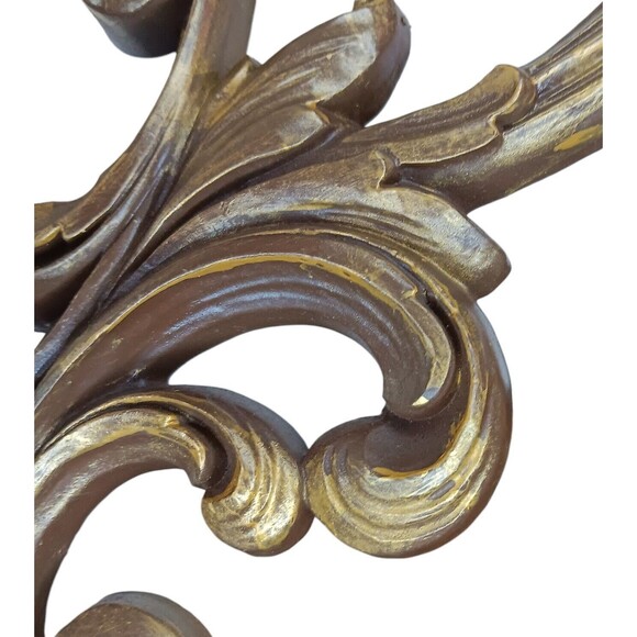 Vintage HOMCO Candleholder Wall Sconces #4118 Brown With Gold Highlights 15"x5" - Picture 5 of 12